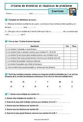 Critères de divisibilité et résolution de problèmes - 3ème - Exercices corrigés - PDF à imprimer