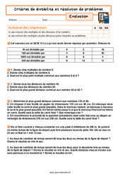 Critères de divisibilité et résolution de problèmes - 3ème - Evaluation avec les corrigés - PDF à imprimer