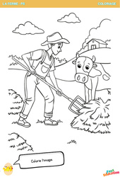 Le fermier dans son champs - PS - Coloriage - Se repérer dans l'espace en maternelle - PDF à imprimer