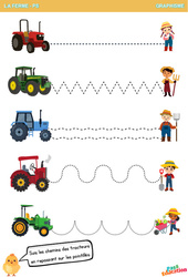 Les tracteurs - Les animaux de la ferme - Graphisme - PS - Maternelle - PDF à imprimer