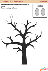Feuillage de l'arbre - Les animaux de la forêt - Graphisme - MS - GS - Maternelle - PDF à imprimer