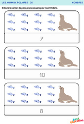 Nourrir l'otarie - Animaux polaires – Nombres – MS - GS – Maternelle - PDF à imprimer