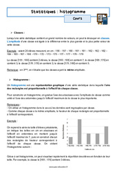 Histogramme - 3ème - Cours sur les statistiques - PDF à imprimer