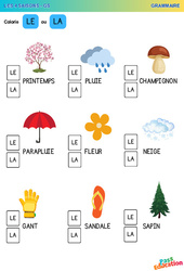 Colorie LE ou LA  - Les 4 saisons - Lecture - Grande section – GS - Maternelle - PDF à imprimer