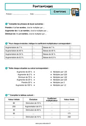 Pourcentages - 3ème - Exercices corrigés - PDF à imprimer