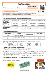 Pourcentages - 3ème - Evaluation avec les corrigés - PDF à imprimer