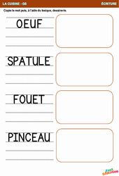 La cuisine - Ecriture - GS - Maternelle - PDF à imprimer