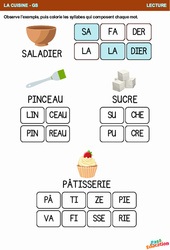 Les syllabes - La cuisine - Lecture - GS - Maternelle - PDF à imprimer