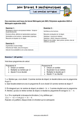 Mini Brevet de mathématiques 3ème - Les annales corrigées 8 - PDF à imprimer