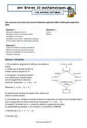 Mini Brevet de mathématiques 3ème - Les annales corrigées 10 - PDF à imprimer