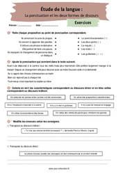 La ponctuation et les 2 formes de discours – 4ème – Exercices corrigés - PDF à imprimer