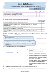 La ponctuation et les 2 formes de discours – 4ème – Evaluation avec les corrigés - PDF à imprimer