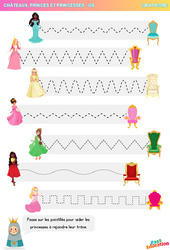 Aide les princesses à rejoindre leur trône - Graphisme - GS - Maternelle - PDF à imprimer
