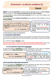 La phrase complexe (1) – 4ème – Cours - PDF à imprimer