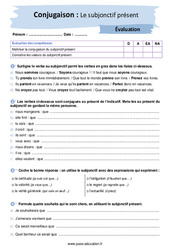 Le subjonctif présent – 4ème – Evaluation avec les corrigés - PDF à imprimer