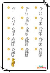 Hippocampe - GS – CP – CE1- Dessins à étapes - PDF à imprimer