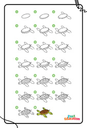 Tortue - GS – CP – CE1- Dessins à étapes - PDF à imprimer