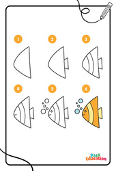 Poisson - PS – MS – GS - Maternelle - Dessins à étapes - PDF à imprimer