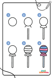 Bonbon - PS – MS – GS - Maternelle - Dessins à étapes - PDF à imprimer