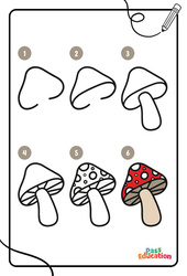 Champignon - PS – MS – GS - Maternelle - Dessins à étapes - PDF à imprimer