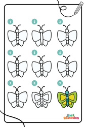 Papillon - PS – MS – GS - Maternelle - Dessins à étapes - PDF à imprimer