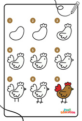 Poule - PS – MS – GS - Maternelle - Dessins à étapes - PDF à imprimer