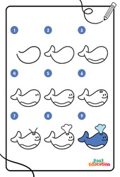 Baleine - PS – MS – GS - Maternelle - Dessins à étapes - PDF à imprimer