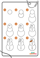 Bonhomme de neige - PS – MS – GS - Maternelle - Dessins à étapes - PDF à imprimer