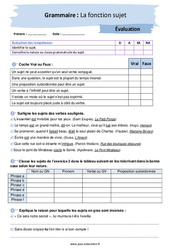 La fonction sujet – 4ème – Evaluation avec les corrigés - PDF à imprimer