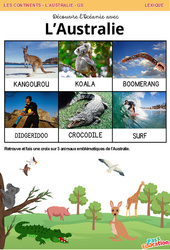 L'Australie - Découvre l'Océanie - Lexique - Lecture - GS - Maternelle - PDF à imprimer