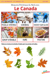 Le Canada - Découvre l’Amérique du Nord - Lexique - Lecture - GS - Maternelle - PDF à imprimer