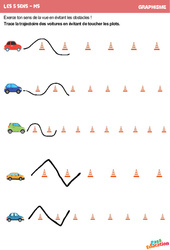 Trajectoire des voitures - Les 5 sens - Graphisme - MS - Maternelle - PDF à imprimer