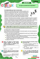 En quoi le sommeil est-il essentiel ? - 5ème - 4ème -3ème - Curieux de tout - PDF à imprimer