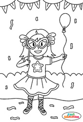 La fille au ballon - MS - GS - CP - Coloriage sur le carnaval - PDF à imprimer