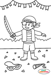 Le Petit Pirate - MS - GS - CP - Coloriage sur le carnaval - PDF à imprimer