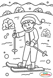 Au ski - MS - GS - CP - Coloriage sur l'hiver - PDF à imprimer