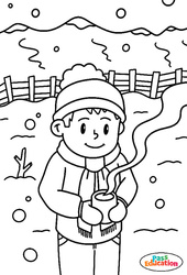 La tasse à café - MS - GS - CP - Coloriage sur l'hiver - PDF à imprimer