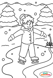 Patin à glace - MS - GS - CP - Coloriage sur l'hiver - PDF à imprimer