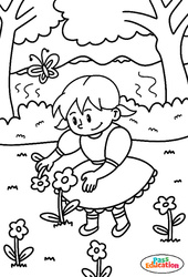 Cueillir des fleurs - MS - GS - CP - Coloriage sur le Printemps - PDF à imprimer