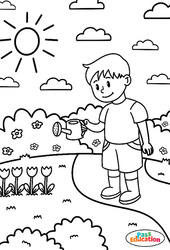 Le petit jardinier - MS - GS - CP - Coloriage sur le Printemps - PDF à imprimer