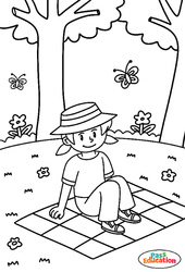 Pique-nique au soleil - MS - GS - CP - Coloriage sur le Printemps - PDF à imprimer