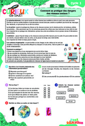 Les dangers des réseaux sociaux : comment se protéger ? - Cm1 - Cm2 - 6ème - Curieux de tout - PDF à imprimer