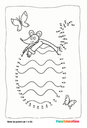 Pâques - CP - CE1 - Points à relier, nombres jusqu'à 50 - PDF à imprimer