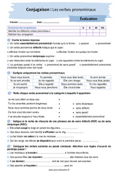 Les verbes pronominaux – 4ème – Evaluation avec les corrigés - PDF à imprimer