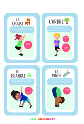 La chaise, L'arbre, Le triangle, ... - Cartes de poses de yoga du CP au CM2 - PDF à imprimer