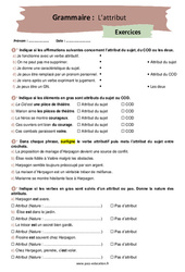 L’attribut – 4ème – Exercices corrigés - PDF à imprimer