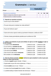 L’attribut – 4ème – Evaluation avec les corrigés - PDF à imprimer