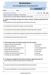 Les compléments circonstanciels – 4ème – Evaluation avec les corrigés - PDF à imprimer