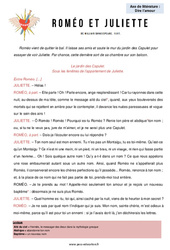 Roméo et Juliette (William Shakespeare) - 4ème - Littérature - PDF à imprimer