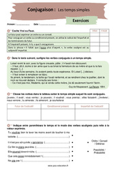 Les temps simples – 4ème – Exercices corrigés - PDF à imprimer